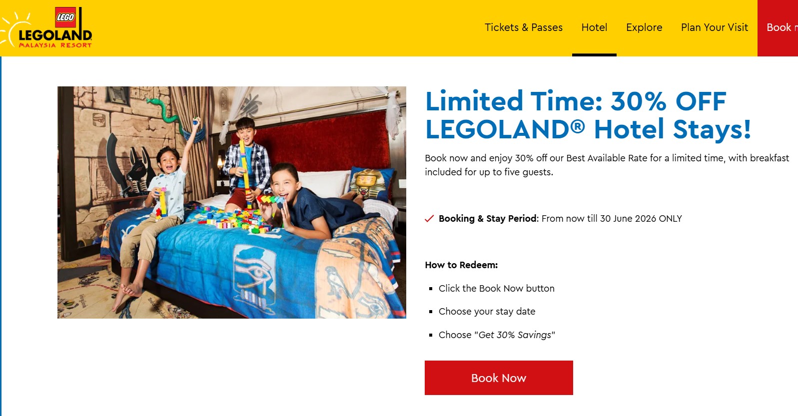 cari tiket murah Hotel Legoland Malaysia 2026 ? Diskaun 30% hingga 30 June 2026